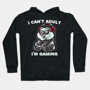 I Cant Adult Im Gaming Introvert Gamer Nerd Panda Bear Hoodie